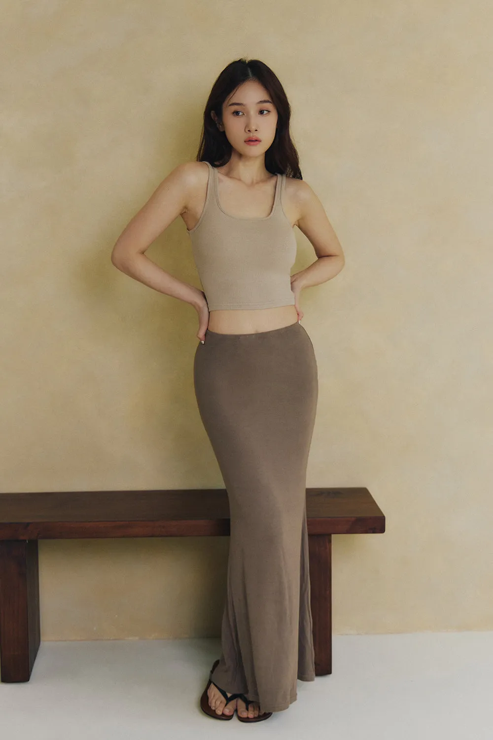 一見鍾情羅紋方領 BraTop<br>Elegant Rib Knit Wide Strap Bra Top