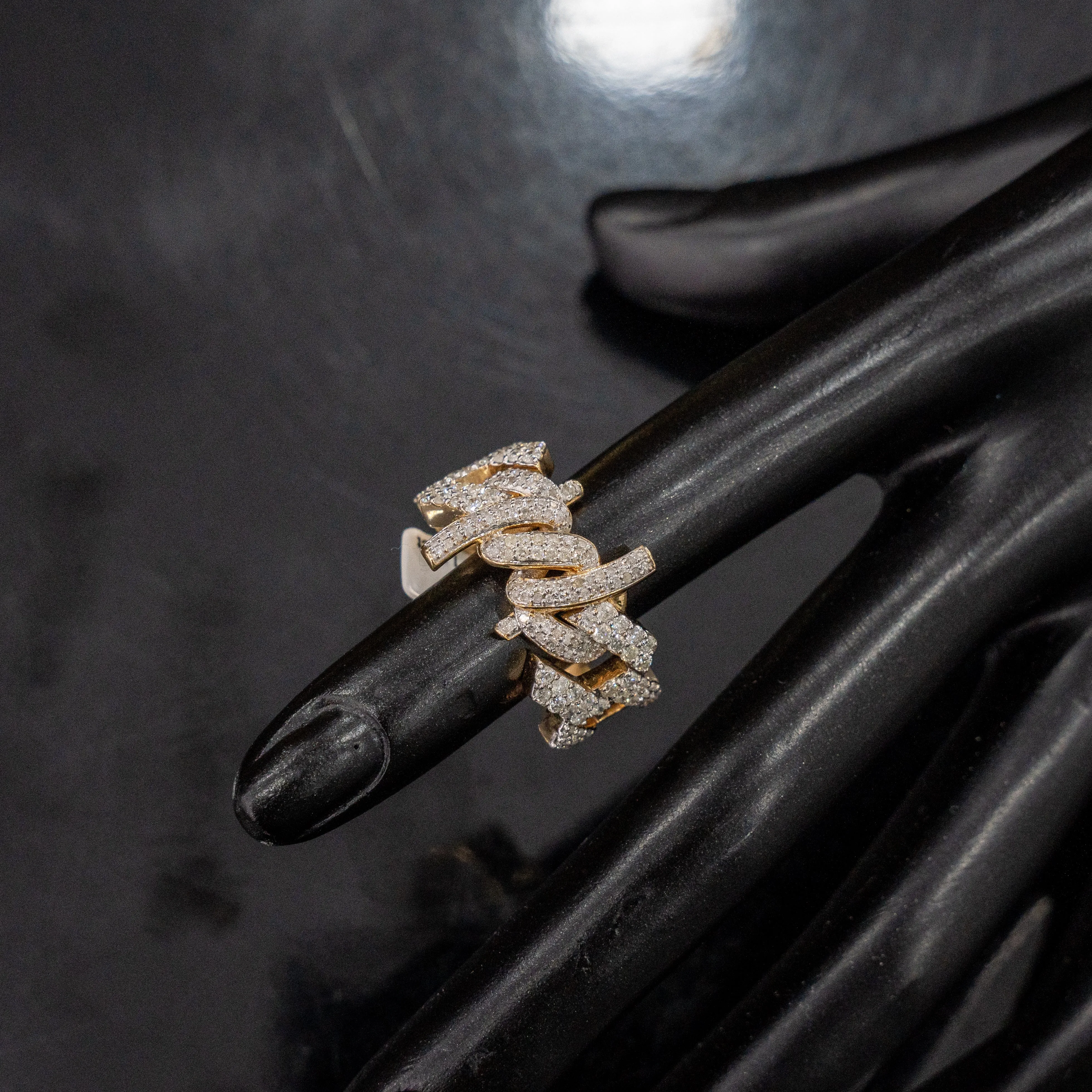 10K Yellow Gold Cuban Ring With Diamond 1.72Ct / 11.8gr / Size 10.5