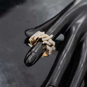 10K Yellow Gold Cuban Ring With Diamond 1.72Ct / 11.8gr / Size 10.5