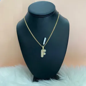 10K Yellow Gold Diamond Letter F Pendant / 4.4gr