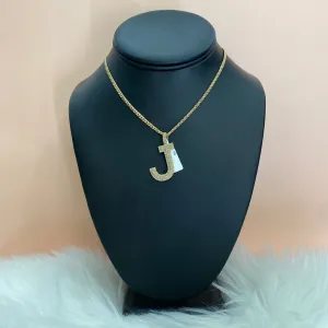 10K Yellow Gold Diamond Letter J Pendant / 3.6gr