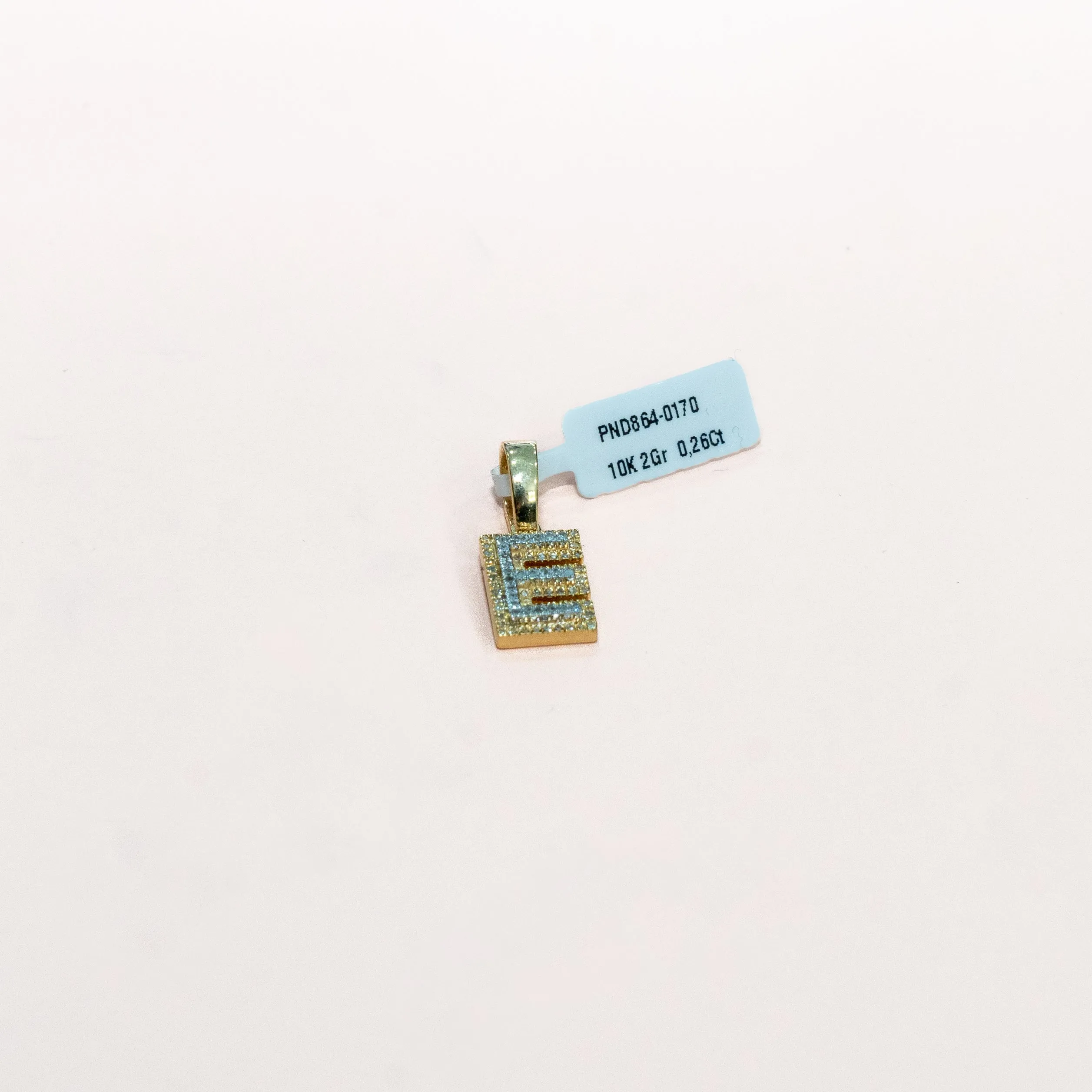 10K Yellow Gold Letter E Pendant With Diamond 0.26Ct / 2gr