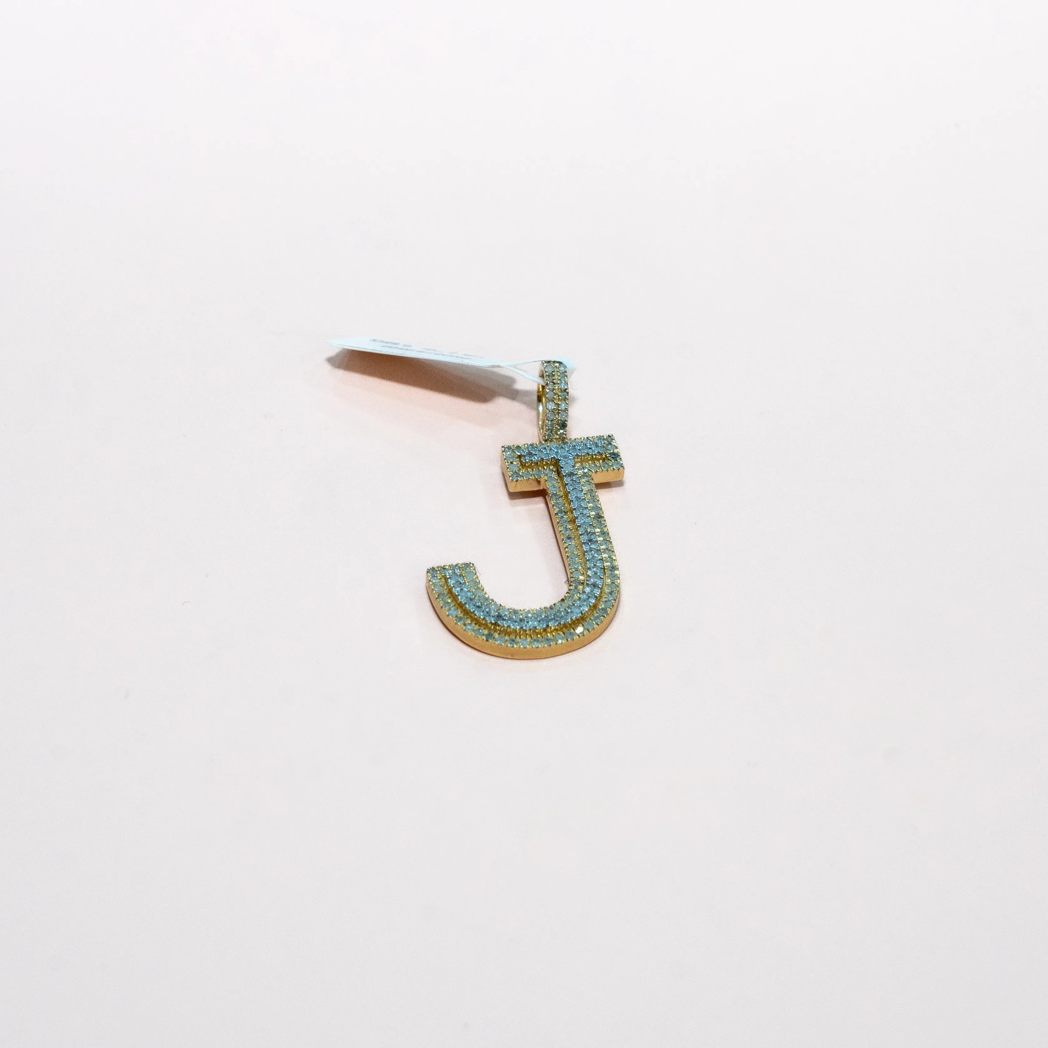 10K Yellow Gold Letter J Pendant With Diamond 0.65Ct / 3.7gr