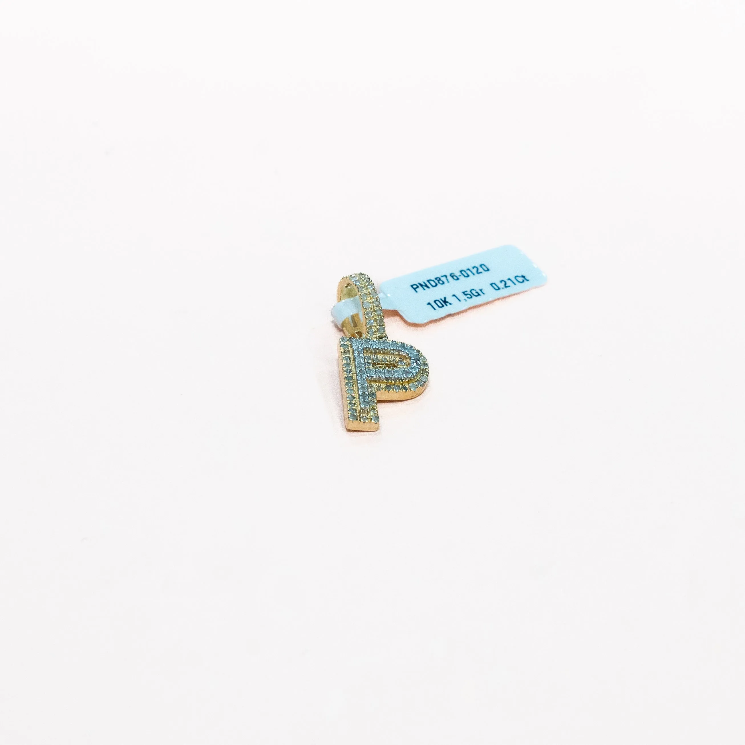 10K Yellow Gold Letter P Pendant With Diamond 0.21Ct / 1.5gr
