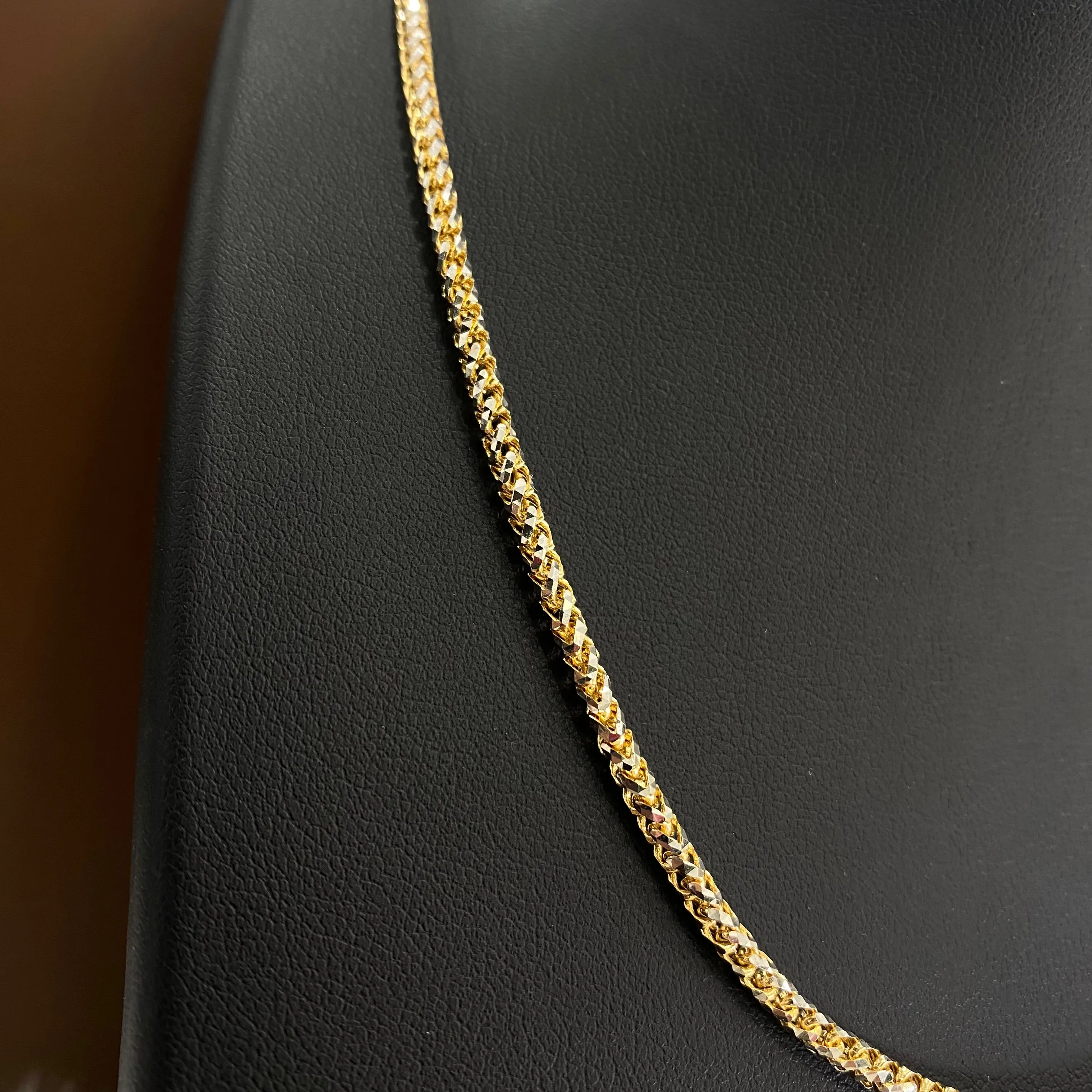 10K Yellow - White Gold Snake Link Diamond Cut Chain / 18.4gr / 2.6mm / 24in