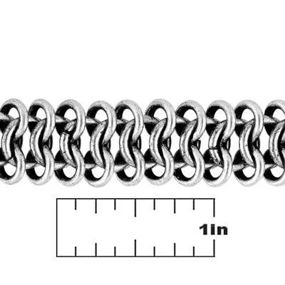 11mm Antique Silver Elegant Chain Maille, by the Foot