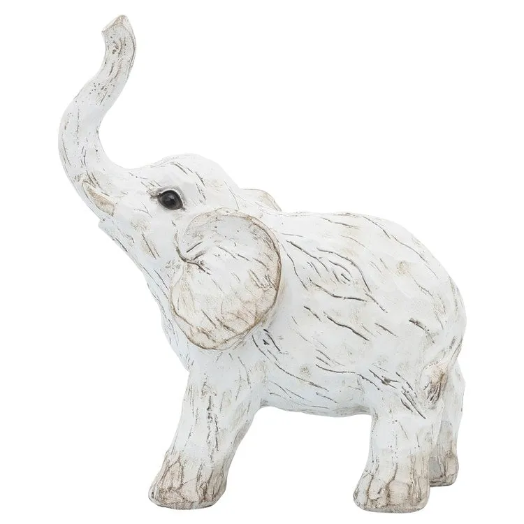 11" Polyresin Elephant Figurine - White