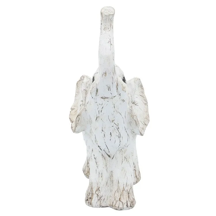 11" Polyresin Elephant Figurine - White