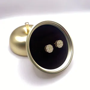 14K Yellow Gold Diamond Circle Flower Stud Earrings 1.00Ct / 2.4gr