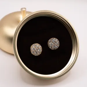 14K Yellow Gold Diamond Circle Stud Earrings 1.50Ct / 2.9gr