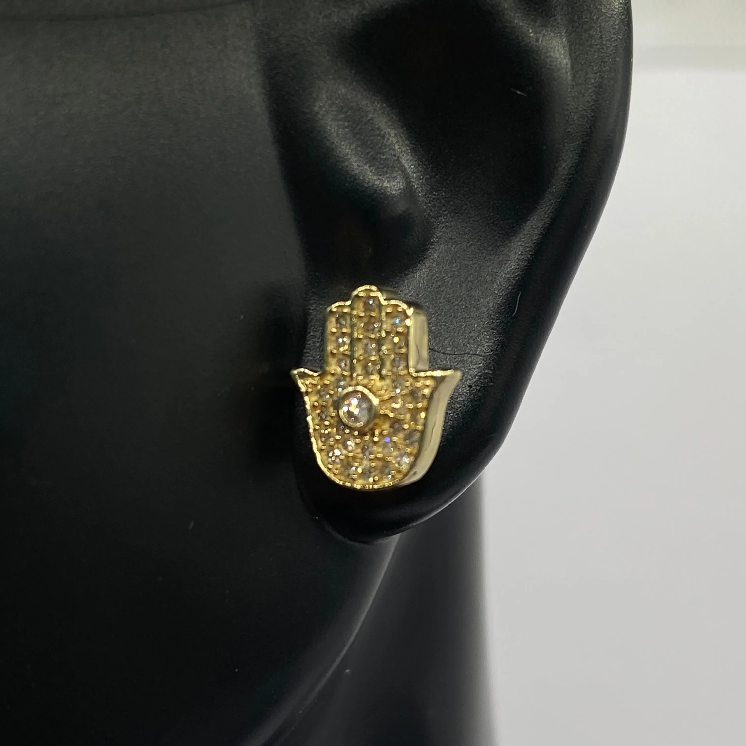 14K Yellow Gold Diamond Hand Stud Earrings 0.25Ct / 1.9gr