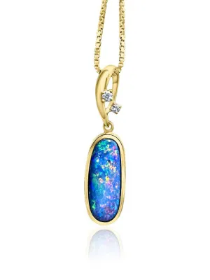 14kt Yellow Gold Black Opal diamond pendant