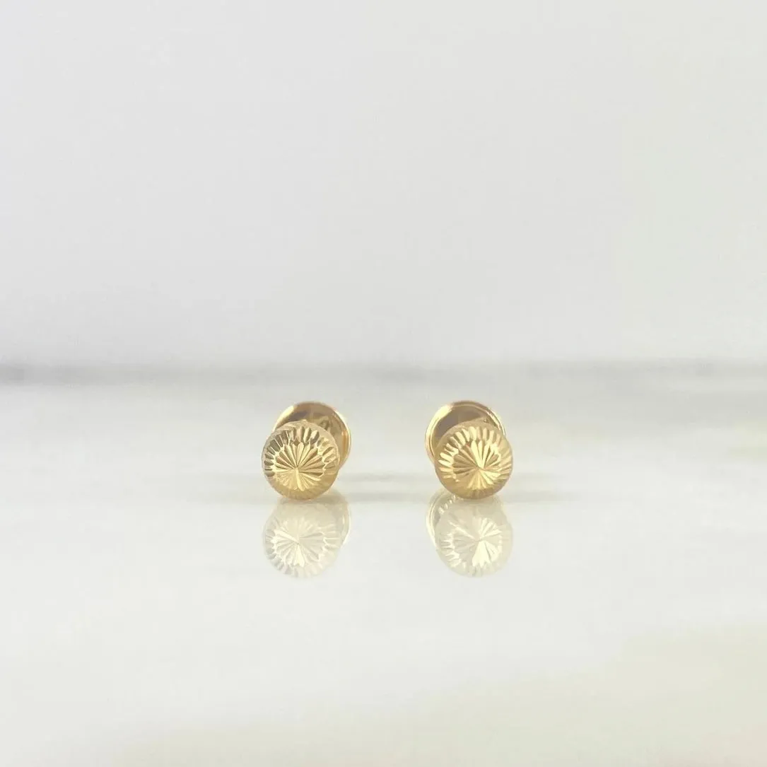 18K Yellow Gold Diamond Cut Ball Stud Earrings / 0.7gr / 5mm