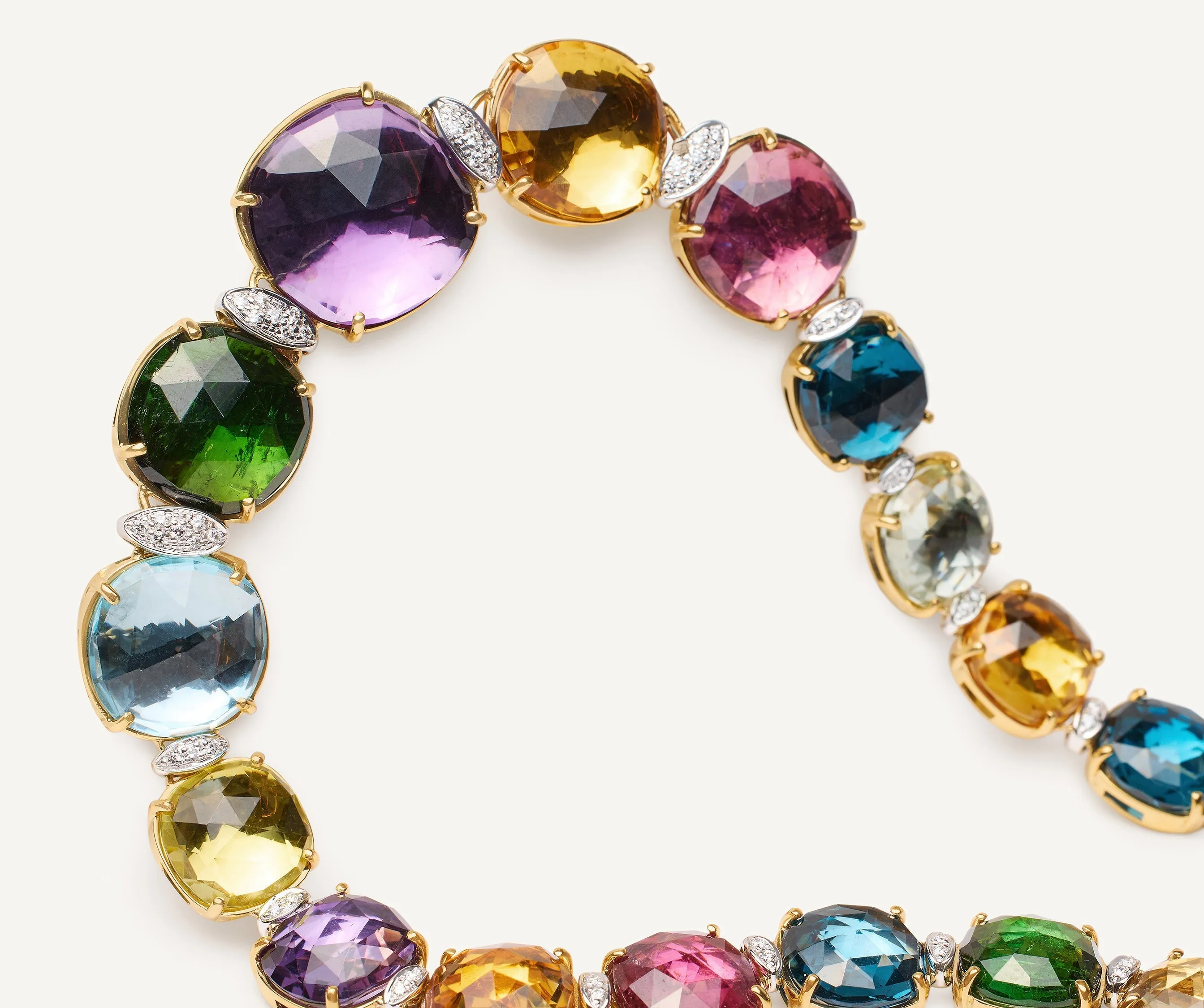 18K Yellow Gold Statement Gemstone Collar with Diamonds