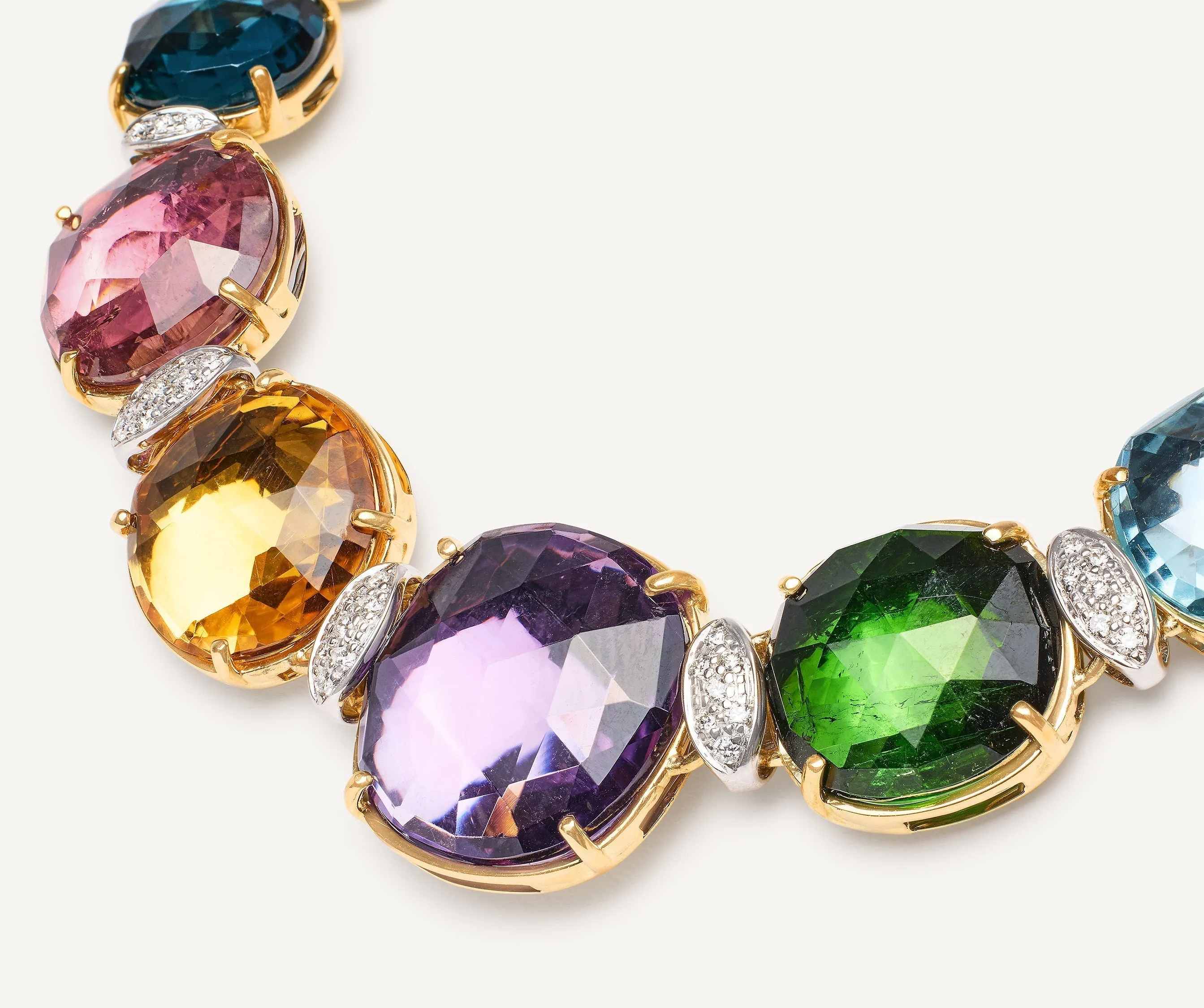 18K Yellow Gold Statement Gemstone Collar with Diamonds