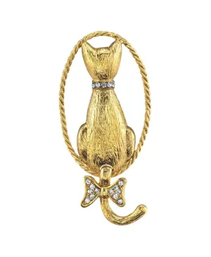 1928 Jewelry Backwards Cat Crystal Pin