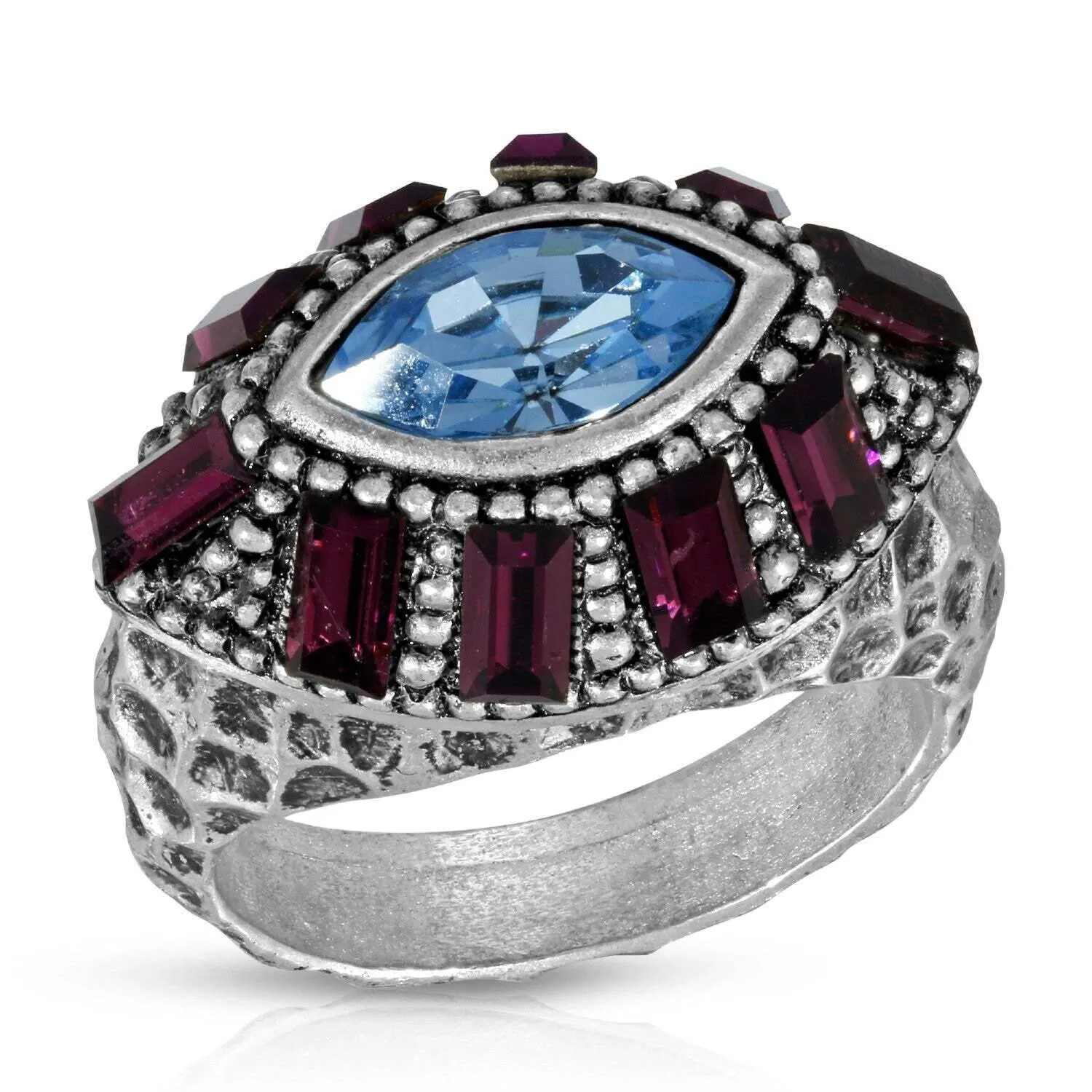 1928 Jewelry Honora Hammered Purple & Light Sapphire Crystal Ring