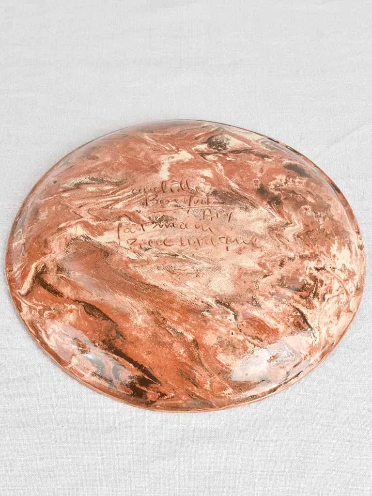 1950s round platter with marble effect 13"