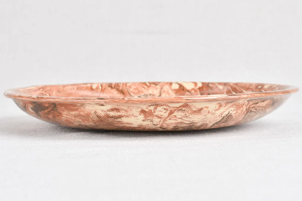 1950s round platter with marble effect 13"