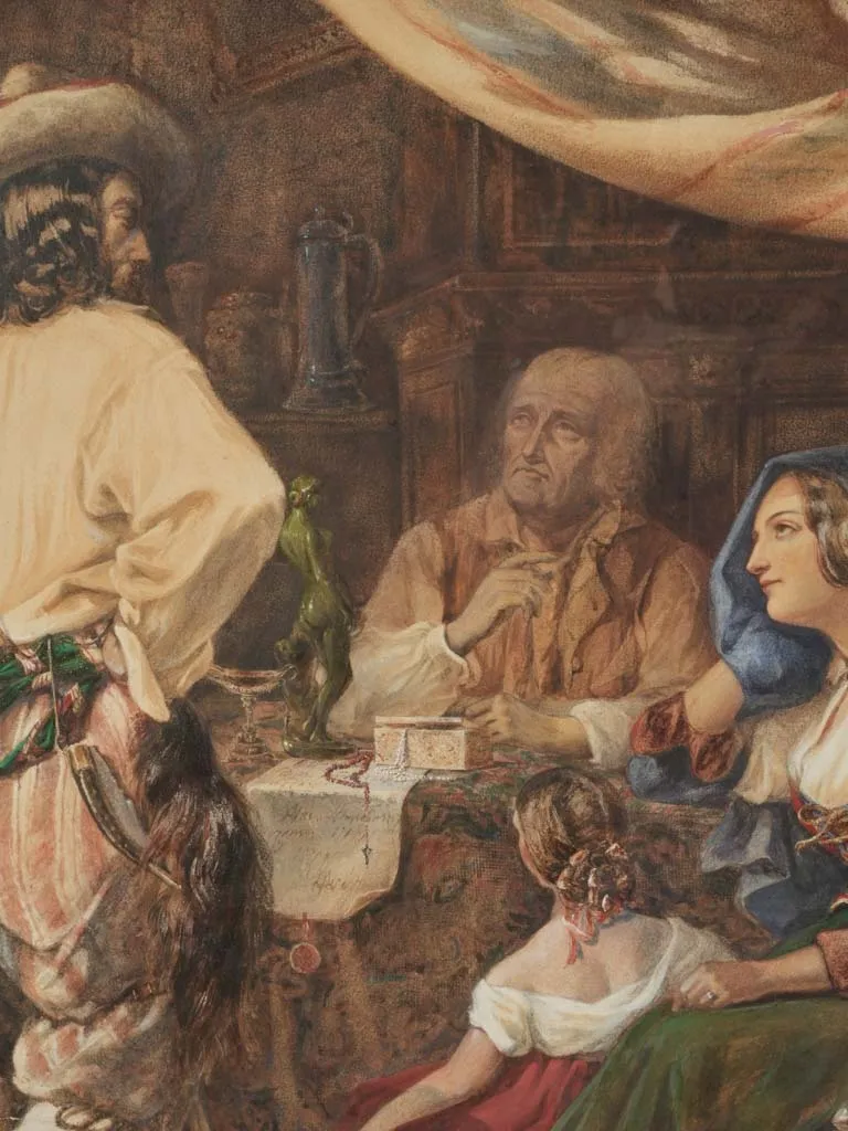 19th century watercolor - interior scene of an antique shop 44½ x 36¼"
