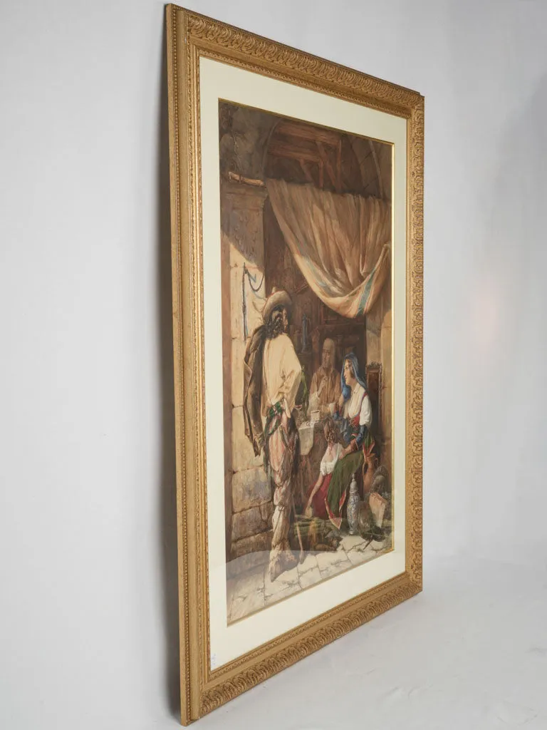 19th century watercolor - interior scene of an antique shop 44½ x 36¼"