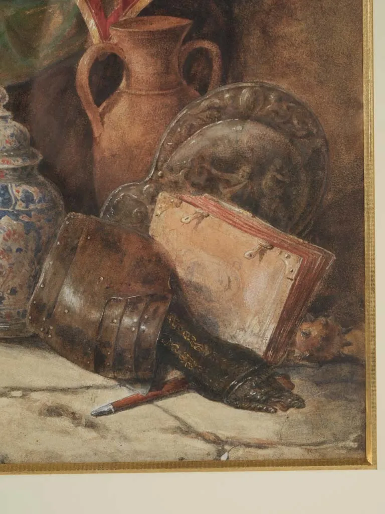 19th century watercolor - interior scene of an antique shop 44½ x 36¼"