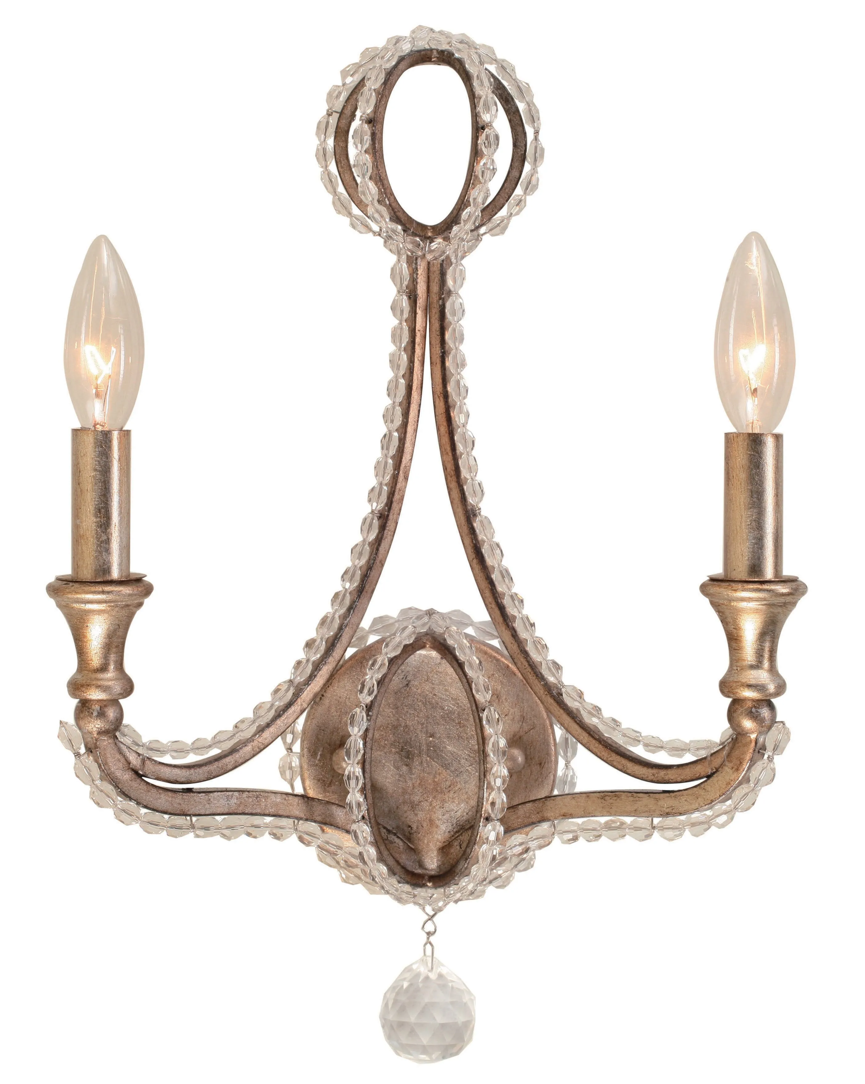 2 Light Distressed Twilight Eclectic Sconce Draped In Hand Cut Crystal Beads - C193-6762-DT