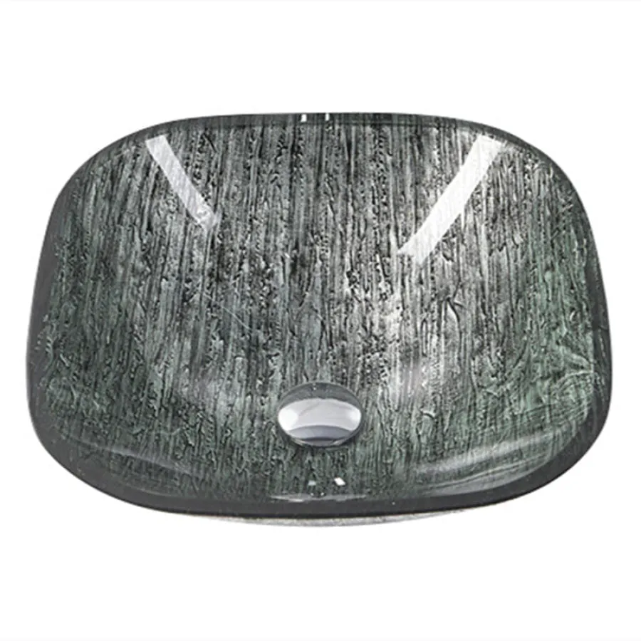 420x420x145mm Above Counter Tempered Glass Art Basin Square Bathroom Antique Vintage Wash Basin