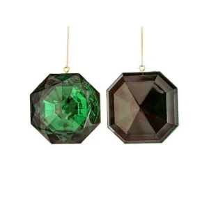 4" Precious Cut Gem Ornament: Emerald Green