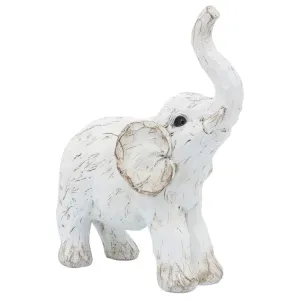 8" Polyresin Elephant Figurine - White