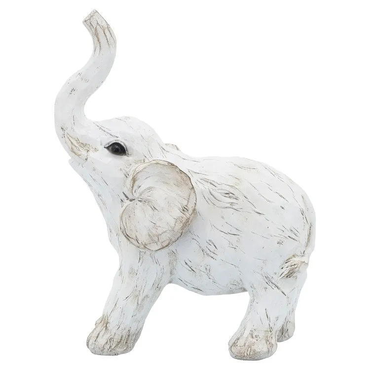 8" Polyresin Elephant Figurine - White