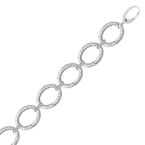 925 Silver Rhodium Finished Diamond Cable Oval Bracelet .20cttw
