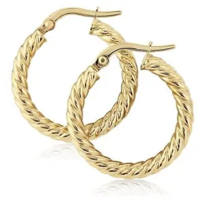 9ct Gold 15mm Round Twist Hoop Earrings