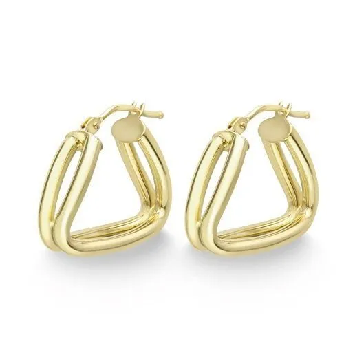 9ct Gold 20mm Triangle Shape Hoop Earrings