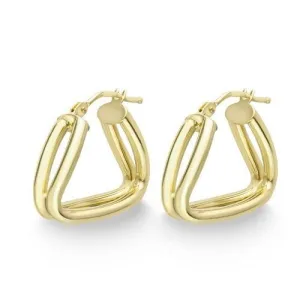 9ct Gold 20mm Triangle Shape Hoop Earrings