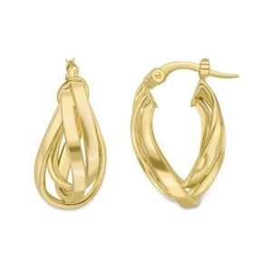 9ct Gold 20mm Twist Oval Hoop Earrings