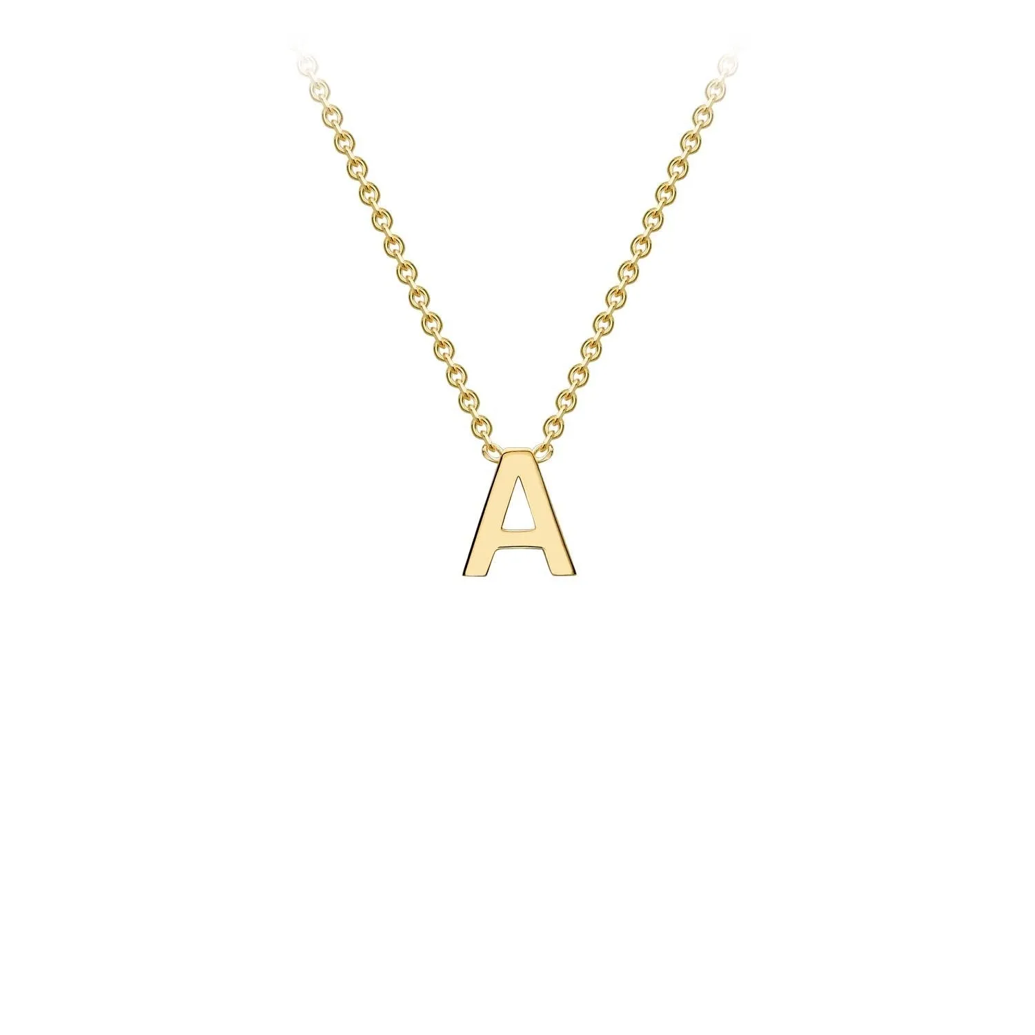 9K Yellow Gold 'A' Initial Adjustable Letter Necklace 38/43cm