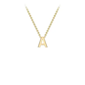 9K Yellow Gold 'A' Initial Adjustable Letter Necklace 38/43cm
