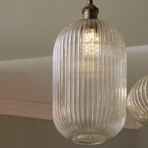 Abigail Clear Ribbed Glass Tall Pendant