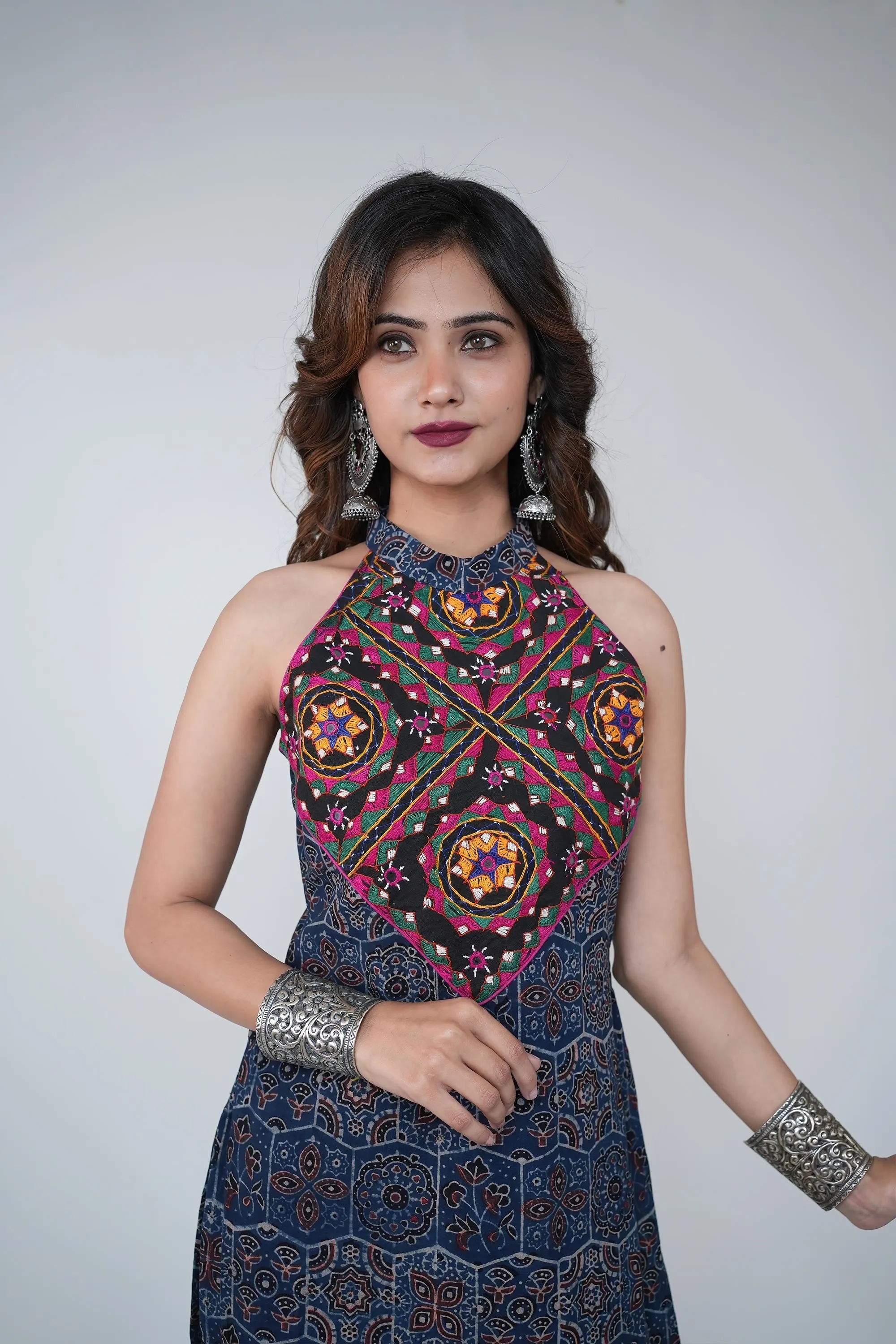 AJRAKH ANTIQUE KUTCHI HAND EMBROIDERY KURTA SET