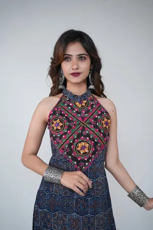AJRAKH ANTIQUE KUTCHI HAND EMBROIDERY KURTA SET