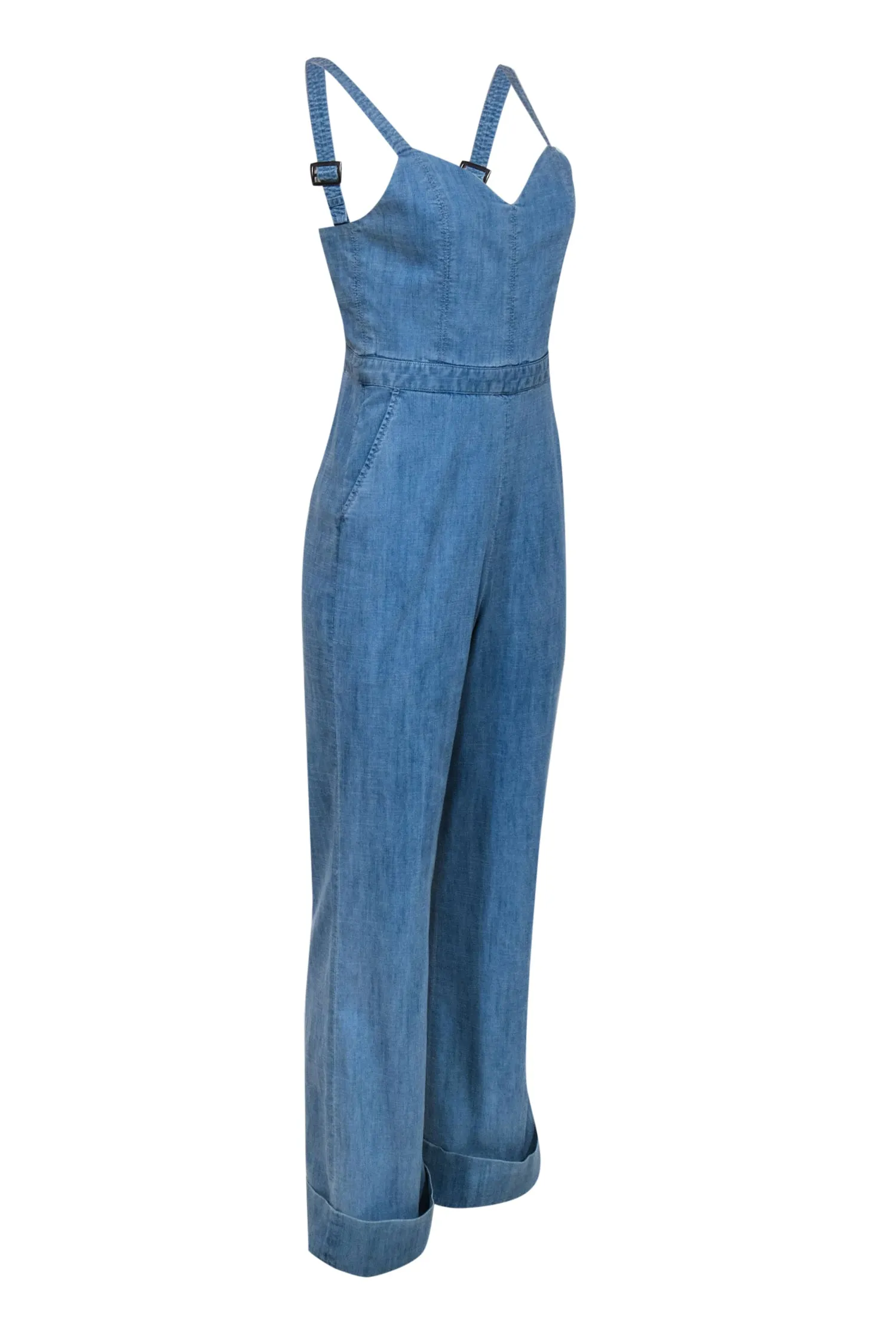 Alice & Olivia - Chambray Sleeveless Wide Leg Jumpsuit Sz 6