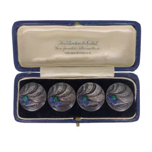 Antique Art Nouveau Silver Theodor Fahrner Chrysoprase Buttons