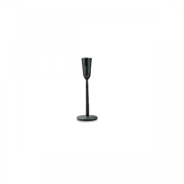 Antique Black Iron Candlestick - 20cm