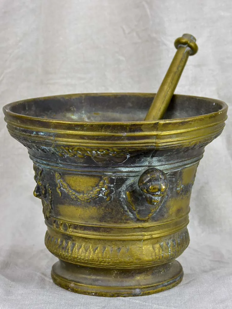 Antique bronze apothecary mortar and pestle
