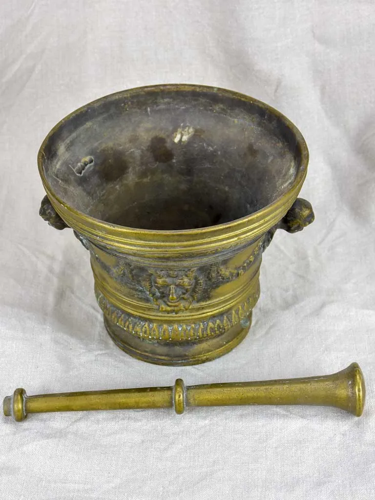 Antique bronze apothecary mortar and pestle