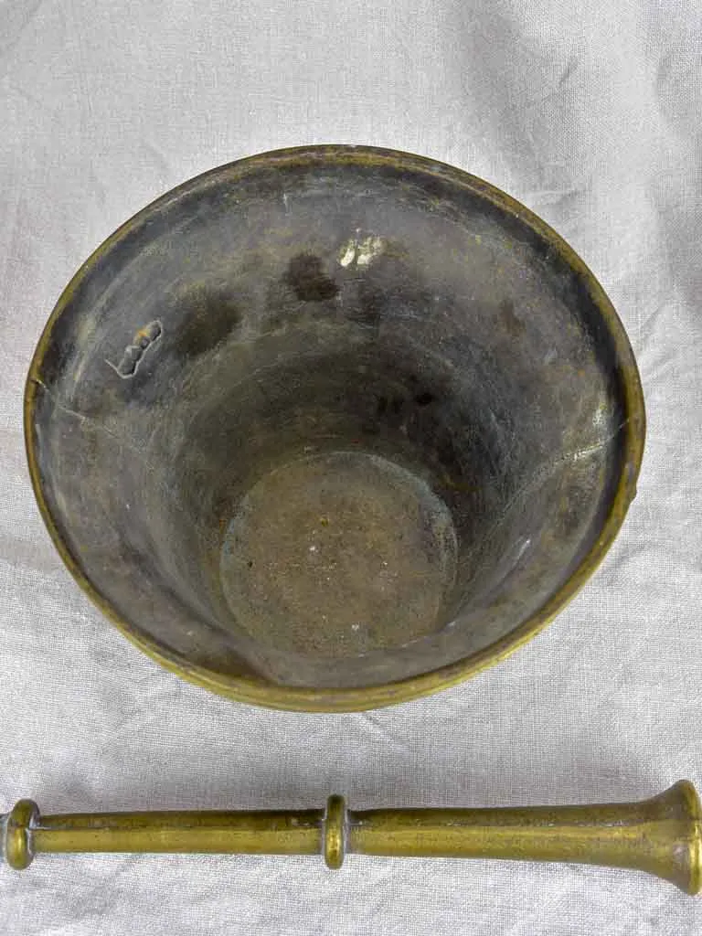 Antique bronze apothecary mortar and pestle