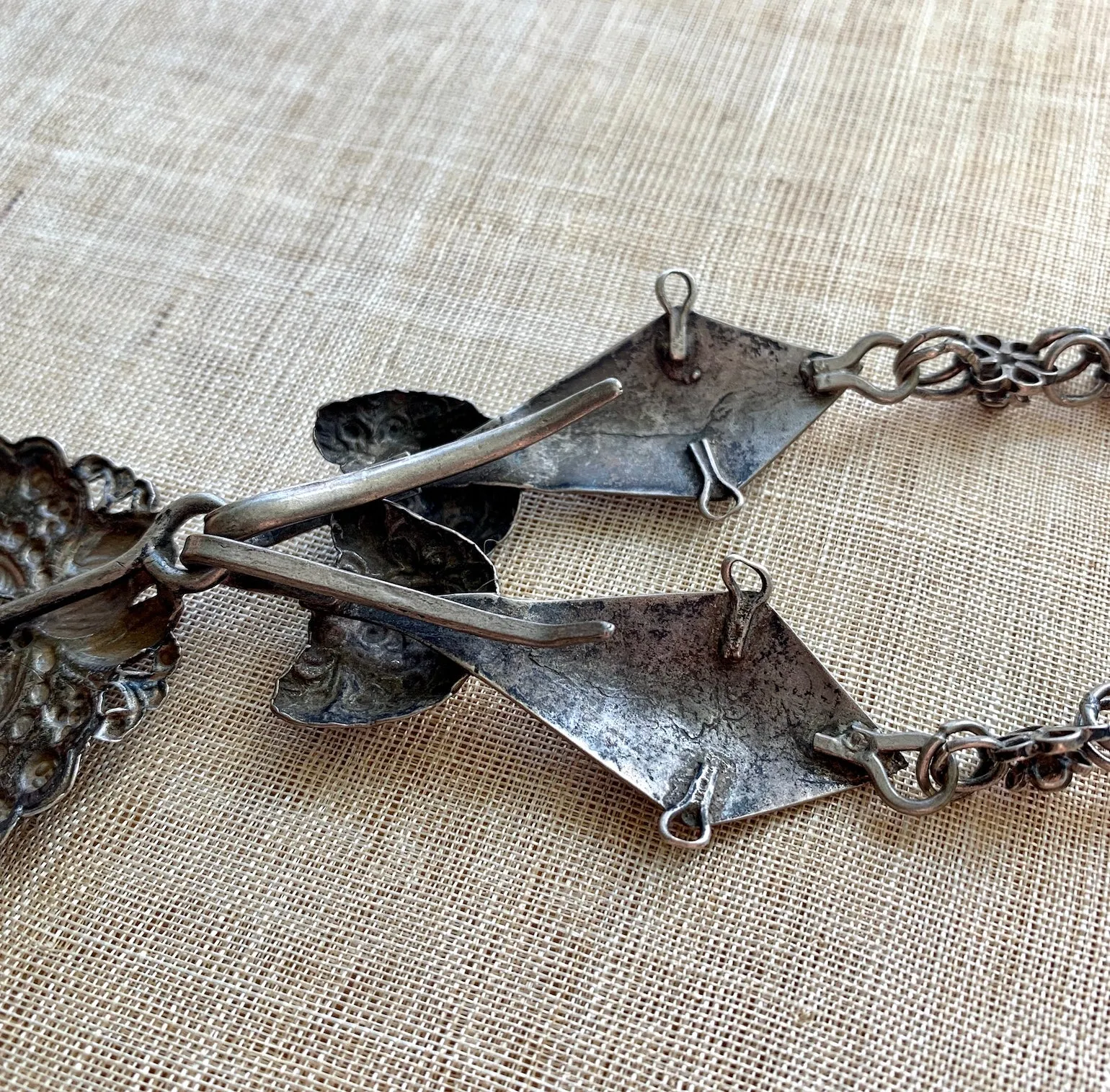 Antique Chinese Silver Necklace, Moth