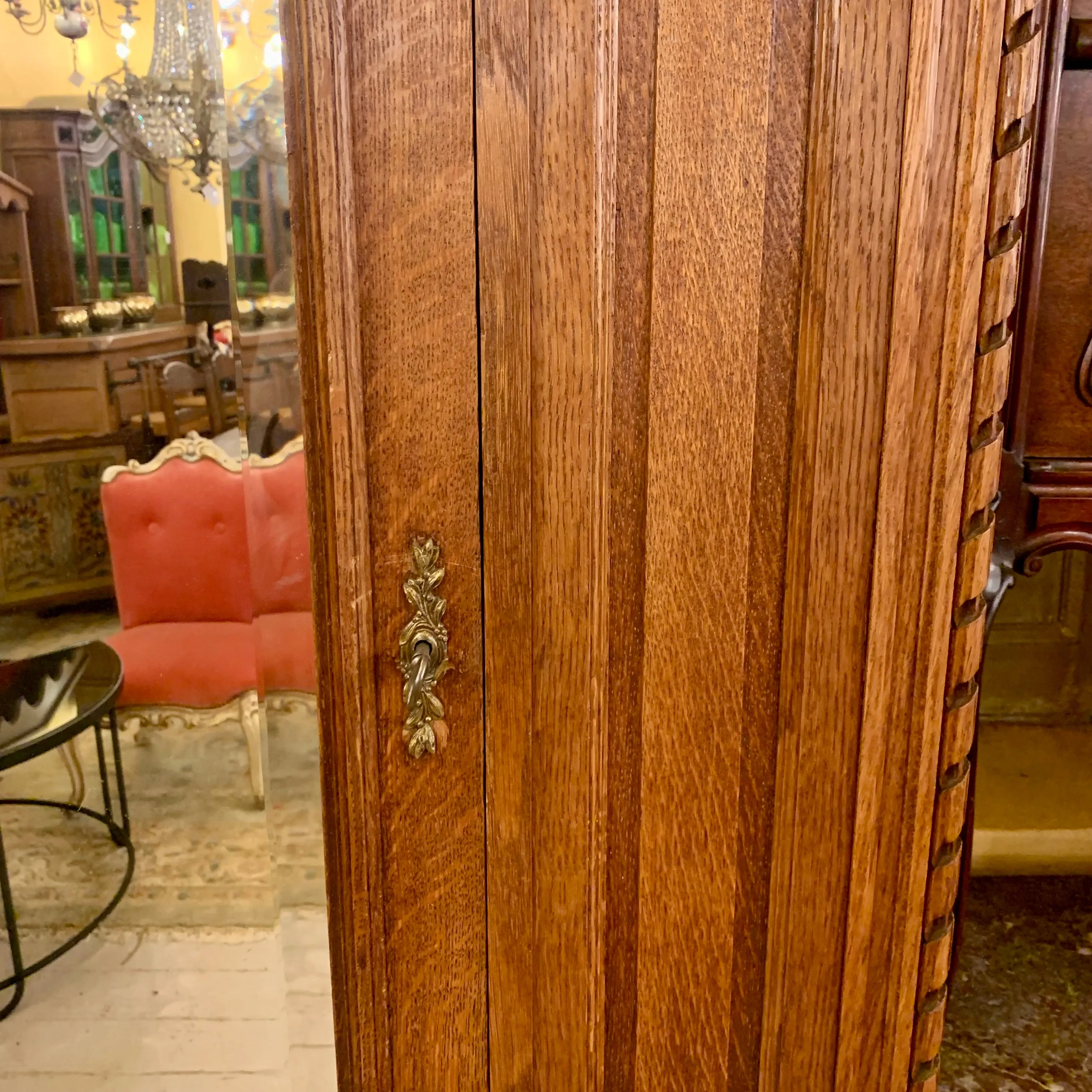 Antique Empire Era Armoire with Mirror Front