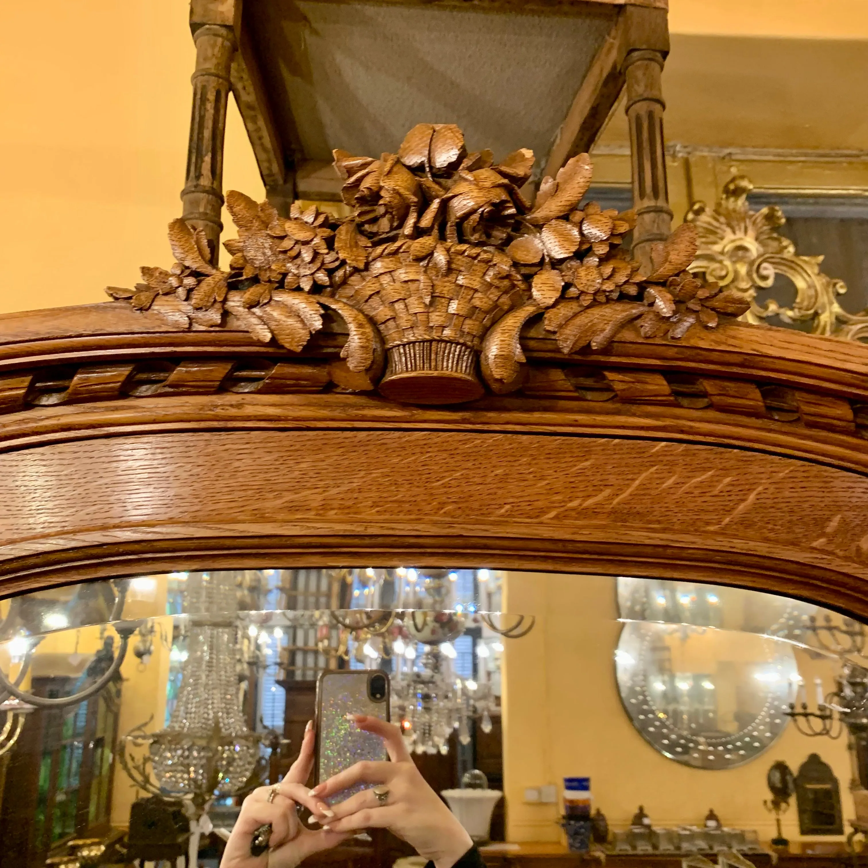 Antique Empire Era Armoire with Mirror Front